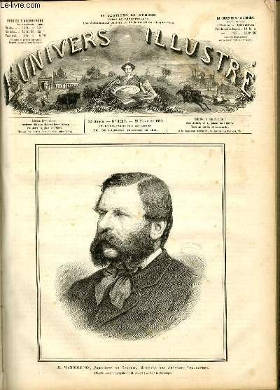 L'UNIVERS ILLUSTRE- VINGT-DEUXIEME ANNEE N° 1247 - M. Waddington, Président …