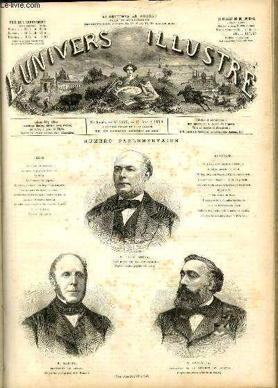 L'UNIVERS ILLUSTRE- VINGT-DEUXIEME ANNEE N° 1256 - Numéro Parlementaire - …