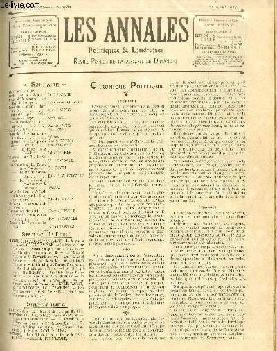 LES ANNALES POLITIQUES ET LITTERAIRES N° 1082 (1er semestre) Baie …