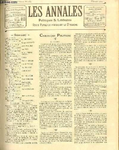 LES ANNALES POLITIQUES ET LITTERAIRES N° 1084 (1er semestre) Impressions …