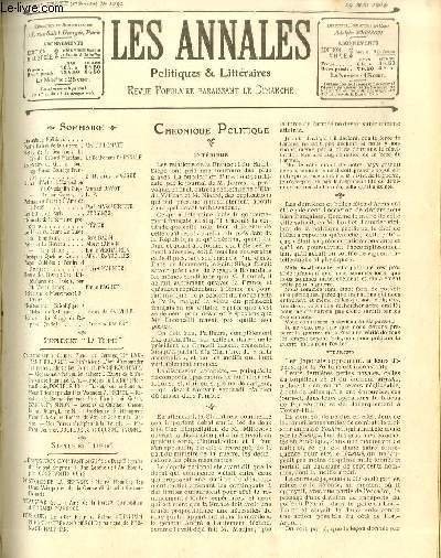 LES ANNALES POLITIQUES ET LITTERAIRES N° 1092 (1er semestre) Souvenirs …