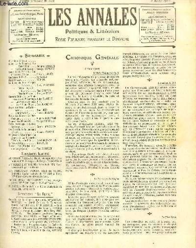 LES ANNALES POLITIQUES ET LITTERAIRES N° 1132 (1er semestre) Souvenirs …