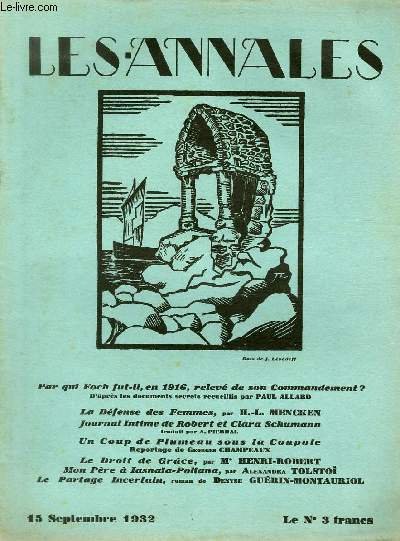 LES ANNALES POLITIQUES ET LITTERAIRES N° 2414 Bois de J. …