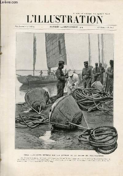 L'ILLUSTRATION JOURNAL UNIVERSEL N° 3213 - Gravures: mines flottantes retirées par les japonais de la riviere de Niou-Tchouang - anéantissement d'une colonne japonaise à Port-Arthur, dessin original d'André Devambez - visions d'une bataille.