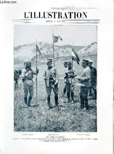 L'ILLUSTRATION JOURNAL UNIVERSEL N° 3718 - Les trois fanions- - la jonction des deux Marocs le général Lyautey préside à la rencontre, à Bab el Hamama, du général Gouraud (colonne du Maroc occidental) et du général Baumgarten (colonne du Maroc oriental).