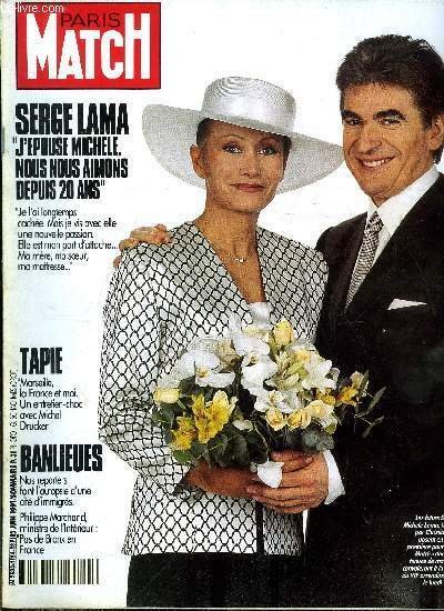 PARIS MATCH N° 2194 - Les gens se marient, Serge Lama : en épousant Michèle, après vingt ans de fiançailles, je fête mes noces de cristal par Virginie Merlin, Muriel Hermine : pour la première fois, j'ai l'impression de réussir ma vie, La cicciolina