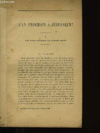 L'AN PROCHAIN A JERUSALEM! I, II, III.