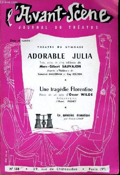 L'AVANT-SCENE JOURNAL DU THEATRE N° 138 - THEATRE DU GYMNASE: …