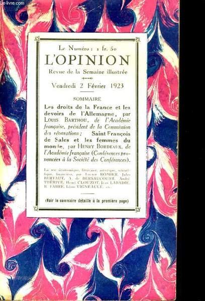 L'OPINION, REVUE DE LA SEMAINE ILLUSTREE 16e ANNEE N°5. LES … | Immagine principale