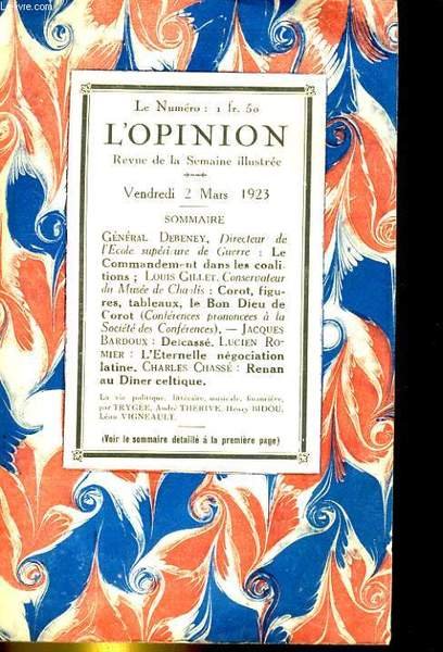 L'OPINION, REVUE DE LA SEMAINE ILLUSTREE 16e ANNEE N°9. GENERAL … | Immagine principale