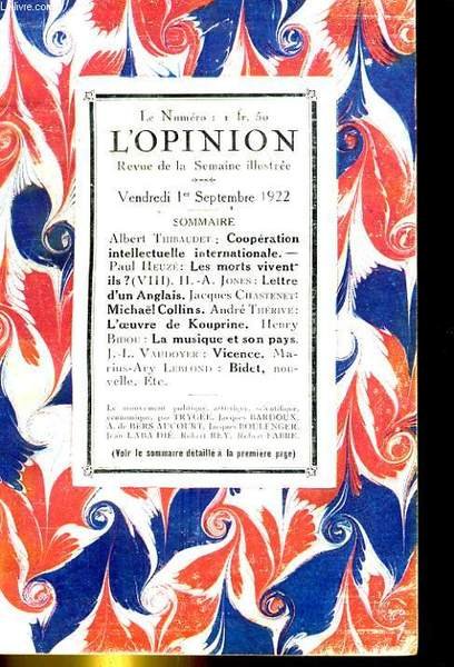 L'OPINION, REVUE DE LA SEMAINE ILLUSTREE 15e ANNEE N°35. ALBERT … | Immagine principale