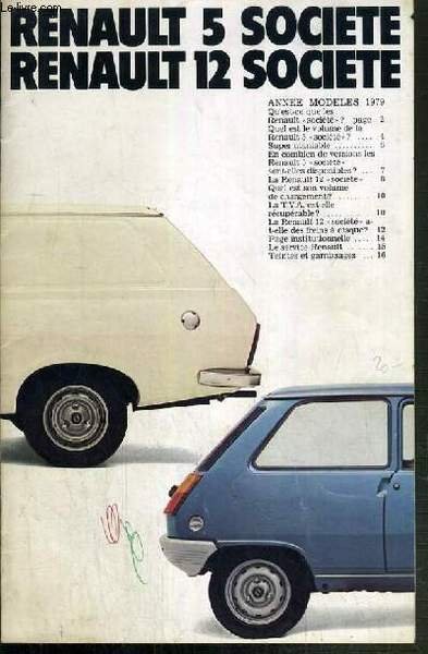 RENAULT 5 SOCIETE - RENAULT 12 SOCIETE - PLAQUETTE DES …