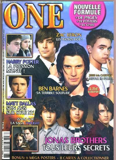 ONE - N°53 - AOUT-SEPTEMRE 2008 - JONAS BROTHERS TOUS LEURS SECRETS - zac effron, les photos hot!, harry potter la pression monte!, ben barnes sa terrible solitude, matt dallas son avis sur Kyle XY, zoom sur la saga twilight, jesse McCartney retour en.