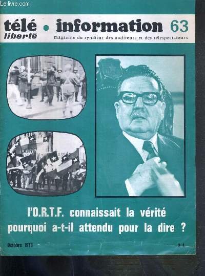 TELE LIBERTE - N°63 - OCTOBRE 1973 - L'O.R.T.F. CONNAISSAIT … | Immagine principale