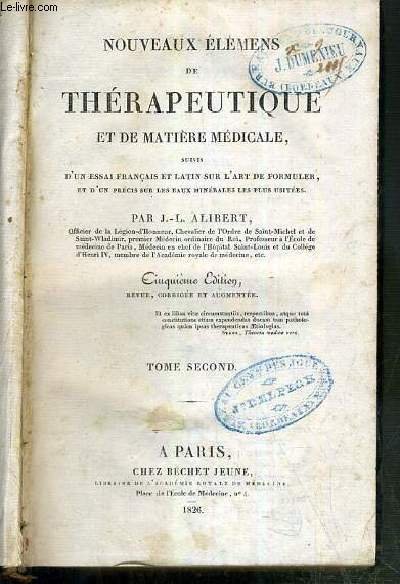 NOUVEAUX ELEMENS DE THERAPEUTIQUE ET DE MATIERE MEDICALE SUIVIS D'UN …