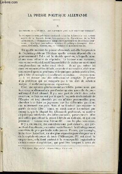 LA PRESSE POLITIQUE ALLEMANDE, IV. la presse et l'opinion, les rapports avec les pouvoirs publics (1)