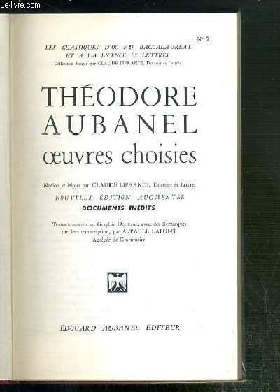 OEUVRES CHOISIES - COLLECTION "LES CLASSIQUES D'OC AU BACCALAUREAT ET …