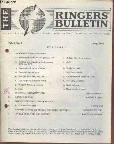 The Ringers Bulletin Vol.3 n° 5. July 1969. Sommaire: A …