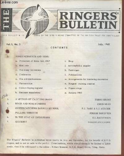The Ringers Bulletin Vol.3 n°3 July 1968. Sommaire : Partnerships …