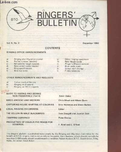 The Ringers Bulletin Vol.6 n°2 December 1982. Sommaire : Guide …