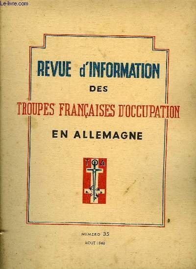 REVUE D'INFORMATION DES TROUPES FRANCAISES D'OCCUPATION EN ALLEMAGNE - NUMERO …