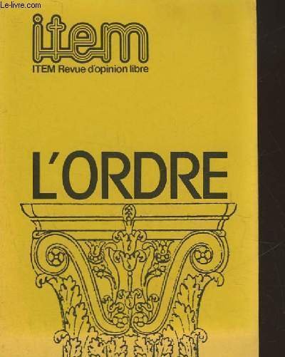 ITEM - REVUE D'OPINION LIBRE - 4 - L'ORDRE | Immagine principale