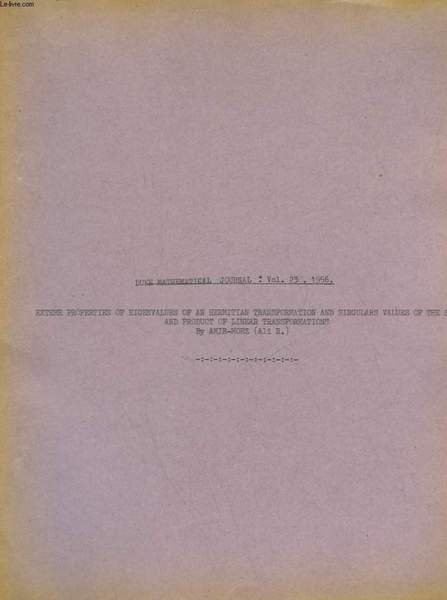 EXTREME PROPERTIES OF EIGNEVALUES OF A HERMITIAN TRANSFORMATION AND SINGULAR … | Immagine principale