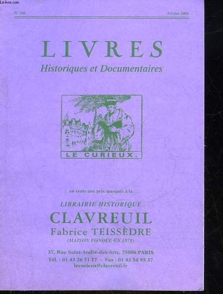 LIVRES HISTORIQUES ET DOCUMENTAIRES - N°366 - CATALOGUE | Immagine principale