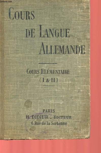 COURS DE LANGUE ALLEMANDE - COURS ELEMENTAIRE - EXERCICES DE …