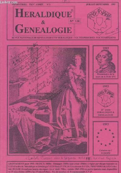 REVUE NATIONALE D'HERALDIQUE ET DE GENEALOGIE - XXV° ANNEE - …