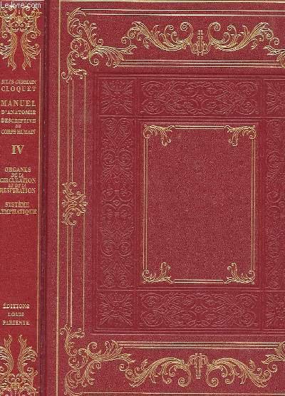 MANUEL D'ANATOMIE DESCRIPTIVE DU CORPS HUMAIN - TOME 4 - …