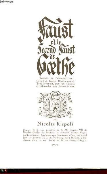 FAUST ET LE SECOND FAUST DE GOETHE