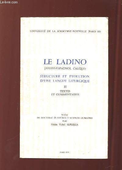 LE LADINO JUDEO ESPAGNOL CALQUE. STRUCTURE ET EVOLUTION D UNE …