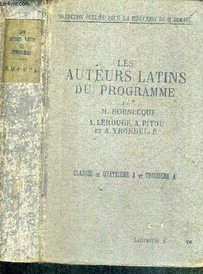 LES AUTEURS LATINS DU PROGRAMME SAUF L'ENEIDE (classes de 4e A et 3e A)