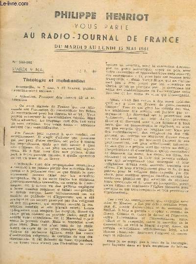 PHILIPPE HENRIOT VOUS PARLE AU RADIO-JOURNAL DE FRANCE/ DU MARDI …