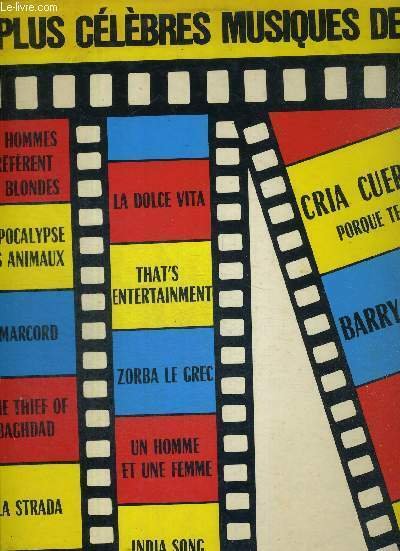 1 DISQUE AUDIO 33 TOURS - LES PLUS CELEBRES MUSIQUES DE FILMS / Les hommes préfèrent les blondes / l'apocalypse des animaux / amarcord / Barry Lyndon / india song.