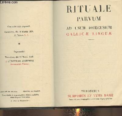 2 ouvrages/ Rituale Parvum Latin-français- Ad usum diocesium- Gallicae Linguae | Immagine principale