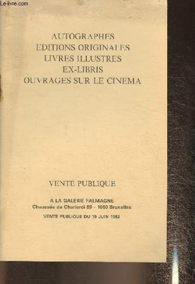 Catalogue de vente aux enchères/ Galerie Falmagne- le 19 Juin …
