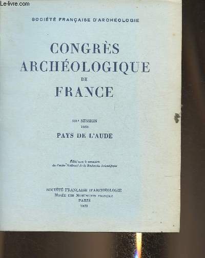 Congrès archéologique de France 131re session 1973 Pays de l'Aude