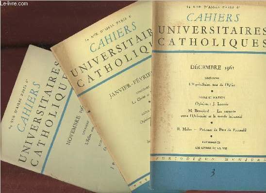 Cahiers universitaires Catholiques n°2, 3, 4-5 (3 volumes) Nov/Dec/ Janv/Fev … | Immagine principale