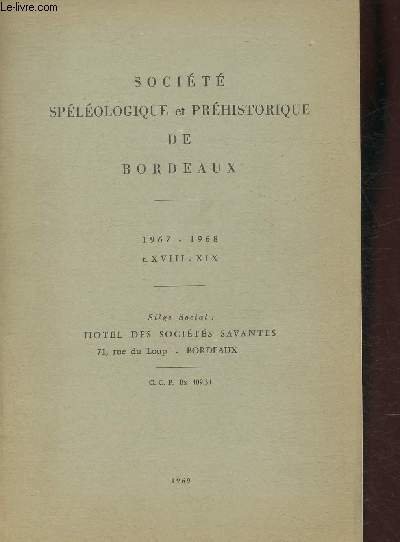 Bulletin de la société spéléologique et préhistorique de Bordeaux 1967-1968 … | Immagine principale