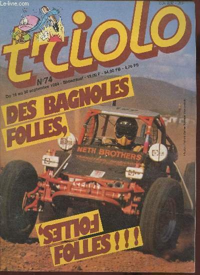 Triolo n°74- Du 16 au 30 septembre 1984-Sommaire: Jacques Trémolin …
