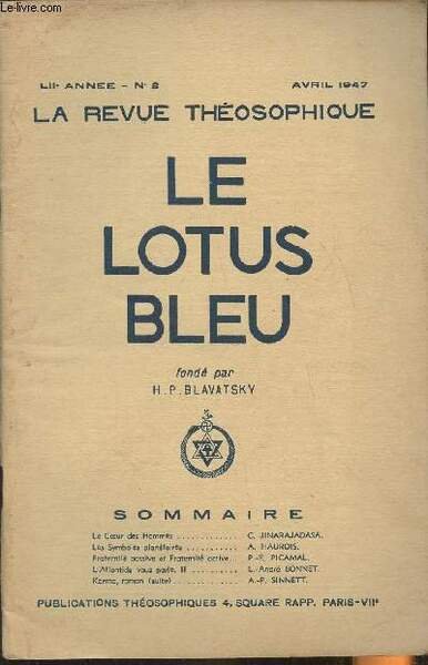 Le lotus bleu, la revue théosophique n°2- LIIe année- Avril …