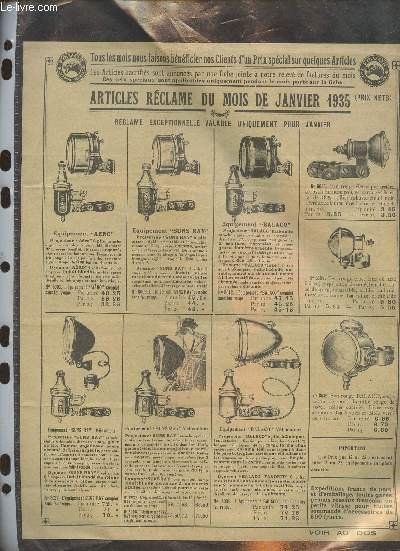 Article réclame du Mois de Janvier 1935