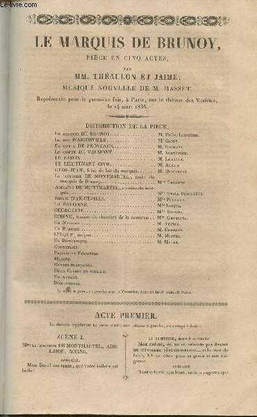 Le marquis de Burnoy- Pièce en 5 actes