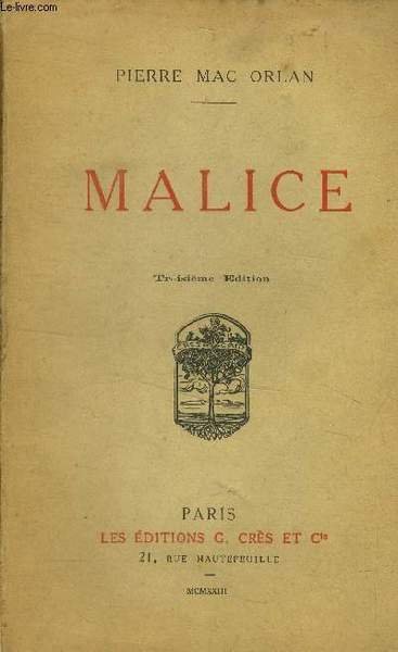Malice, 3�me �dition | Immagine principale