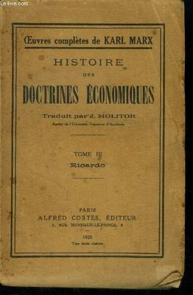 Histoire des doctrines economiques Tome III: Ricardo