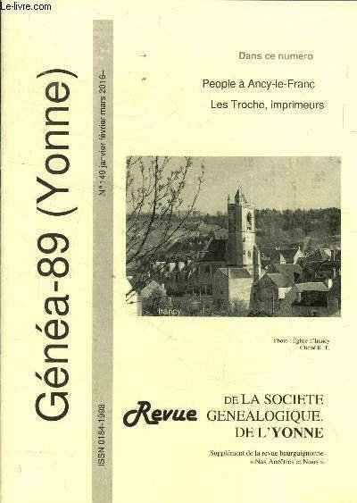 Généa 89 ( Yonne) n°149, janvier février mars 2016 : … | Immagine principale