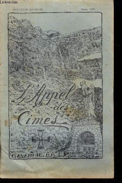 L'appel des cimes, bulletin mensuel - mars 1931- la sanctification … | Immagine principale