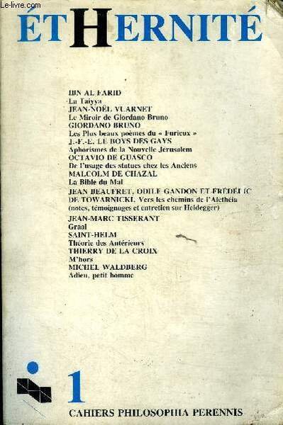 Ethernité N°1 Cahiers Philosophia Perennis Sommaire: La Taiyya; Le miroir … | Immagine principale